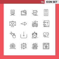 16 User Interface Outline Pack of modern Signs and Symbols of devices computers personal thandai glass Editable Vector Design Elements