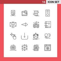 16 User Interface Outline Pack of modern Signs and Symbols of devices computers personal thandai glass Editable Vector Design Elements