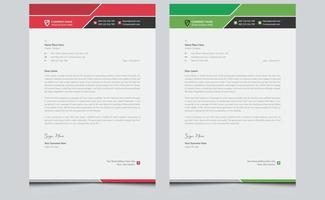 Creative elegant abstract minimalist editable colorful corporate identity professional modern company official business letterhead design template red green color variations. vector