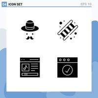 Modern Set of 4 Solid Glyphs Pictograph of avatar communication fathers job interface Editable Vector Design Elements