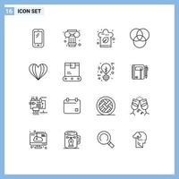Group of 16 Outlines Signs and Symbols for delivery love cook heart rgb Editable Vector Design Elements