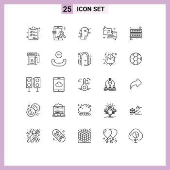 conjunto de pictogramas de 25 líneas simples de soporte chat seo proveedor líder elementos de diseño vectorial editables vector