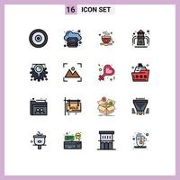 Pictogram Set of 16 Simple Flat Color Filled Lines of idea garden platform park love Editable Creative Vector Design Elements