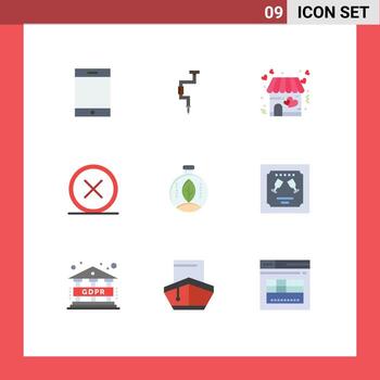 Paquete de 9 colores planos de interfaz de usuario de signos y símbolos modernos de elementos de diseño vectorial editables de círculo cruzado de amor verde vector
