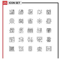 Universal Icon Symbols Group of 25 Modern Lines of virus browser virus solution complex Editable Vector Design Elements