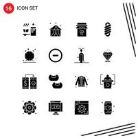 Universal Icon Symbols Group of 16 Modern Solid Glyphs of clock coil breakfast spring thanksgiving Editable Vector Design Elements