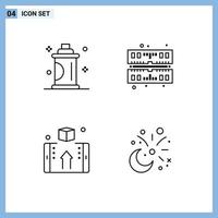 Pictogram Set of 4 Simple Filledline Flat Colors of beauty finance salon memory online Editable Vector Design Elements