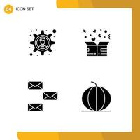 Modern Set of Solid Glyphs and symbols such as brainstorming contact charity heart email Editable Vector Design Elements