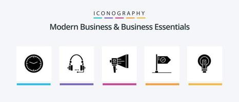 paquete de iconos de glifo 5 de negocios modernos y elementos esenciales de negocios que incluye altavoz. marketing. contacto. altoparlante. anunciar. diseño de iconos creativos vector