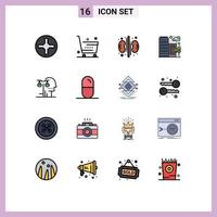 Universal Icon Symbols Group of 16 Modern Flat Color Filled Lines of court office care house building Editable Creative Vector Design Elements