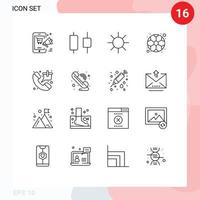 Modern Set of 16 Outlines and symbols such as phone bag circle game football Editable Vector Design Elements