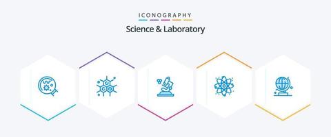 paquete de iconos azules de ciencia 25 que incluye . ciencia. microscopio. globo. ciencia vector