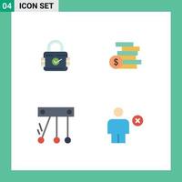 Pack of 4 Modern Flat Icons Signs and Symbols for Web Print Media such as lock science secure ghold avatar Editable Vector Design Elements