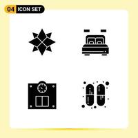 Universal Icon Symbols Group of 4 Modern Solid Glyphs of decoration scales xmas room capsule Editable Vector Design Elements