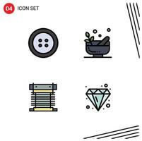 Universal Icon Symbols Group of 4 Modern Filledline Flat Colors of button cpu mortar computer design Editable Vector Design Elements