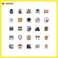 Set of 25 Modern UI Icons Symbols Signs for file storage blocks data folder Editable Vector Design Elements