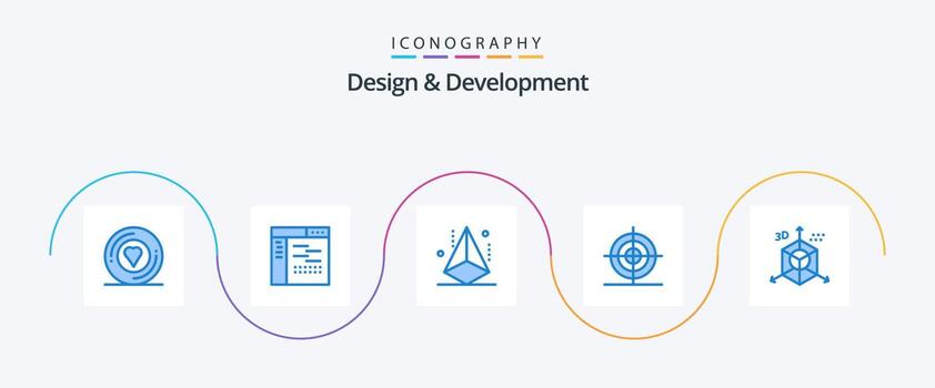 paquete de iconos azul 5 de diseño y desarrollo que incluye forma. educación. fuente. diseño. modelado vector