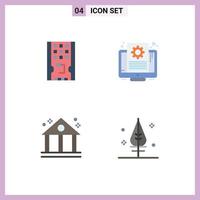 Editable Vector Line Pack of 4 Simple Flat Icons of disk bank solid file finance Editable Vector Design Elements