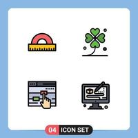 Universal Icon Symbols Group of 4 Modern Filledline Flat Colors of design click geometry ireland touch Editable Vector Design Elements