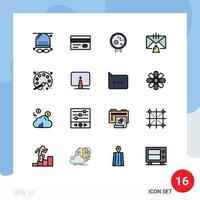 Mobile Interface Flat Color Filled Line Set of 16 Pictograms of help contact credit card communication search Editable Creative Vector Design Elements