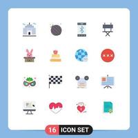 Universal Icon Symbols Group of 16 Modern Flat Colors of building wireless food bluetooth cinema Editable Pack of Creative Vector Design Elements