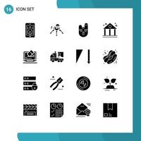 Set of 16 Commercial Solid Glyphs pack for screen data bunny laptop business Editable Vector Design Elements