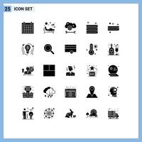 Group of 25 Solid Glyphs Signs and Symbols for business towel cloud application service cleaning cloud sync settings Editable Vector Design Elements