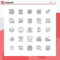 conjunto de 25 líneas vectoriales en la cuadrícula para la configuración del trabajo de fuego de pascua elementos de diseño vectorial editables de la cesta de la compra vector