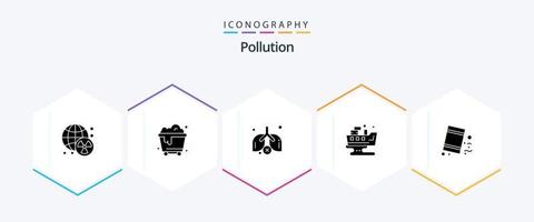 Pollution 25 Glyph icon pack including pollution. environment. pollution. barrels. pollution vector