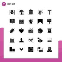 Pack of 25 Modern Solid Glyphs Signs and Symbols for Web Print Media such as tree drink bank cup government Editable Vector Design Elements