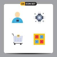 Modern Set of 4 Flat Icons and symbols such as avatar equipment padlock devices remove Editable Vector Design Elements