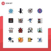 Universal Icon Symbols Group of 16 Modern Flat Color Filled Lines of world internet tie globe setting Editable Creative Vector Design Elements