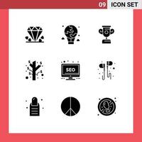 9 iconos creativos signos y símbolos modernos de escritorio de pantalla ganancias de ganancias internacionales elementos de diseño vectorial editables vector
