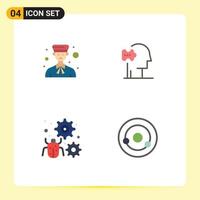 4 User Interface Flat Icon Pack of modern Signs and Symbols of avatar configure people psychology bug Editable Vector Design Elements