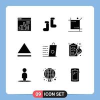 9 Universal Solid Glyphs Set for Web and Mobile Applications shopping sell design buy eject Editable Vector Design Elements