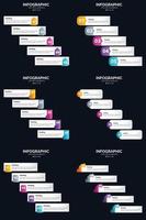 plantilla de diapositiva de presentación del paquete de infografías vectoriales 6 diagramas de ciclo de 5 pasos y líneas de tiempo vector