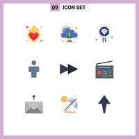 Modern Set of 9 Flat Colors Pictograph of forward people coding male search Editable Vector Design Elements