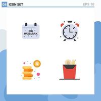Flat Icon Pack of 4 Universal Symbols of calendar cash celebration clock money Editable Vector Design Elements