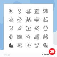 Pictogram Set of 25 Simple Lines of coin power abacus gas cook Editable Vector Design Elements