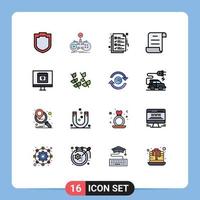 16 iconos creativos signos y símbolos modernos de la página de registro de entrega de secuencias de comandos del corazón elementos de diseño de vectores creativos editables