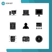 9 Universal Solid Glyphs Set for Web and Mobile Applications avatar field appliances football entertainment Editable Vector Design Elements