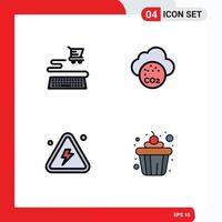 Stock Vector Icon Pack of 4 Line Signs and Symbols for ecommerce fire air pollution science Editable Vector Design Elements