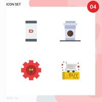 Modern Set of 4 Flat Icons and symbols such as cashless setting coffee environment buy Editable Vector Design Elements