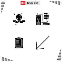 Editable Vector Line Pack of 4 Simple Solid Glyphs of less notepad web database result Editable Vector Design Elements