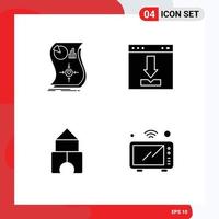 Group of 4 Solid Glyphs Signs and Symbols for estimation loading response browser constructor Editable Vector Design Elements