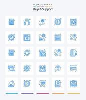 Creative Help And Support 25 Blue icon pack  Such As customer. information. faq. details. about vector