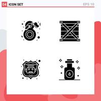 Universal Icon Symbols Group of 4 Modern Solid Glyphs of beauty programing fashion coding robot database Editable Vector Design Elements