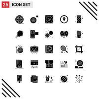 Modern Set of 25 Solid Glyphs and symbols such as electronic mobile fan cell phone map Editable Vector Design Elements