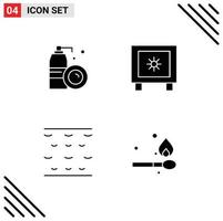 Stock Vector Icon Pack of 4 Line Signs and Symbols for aerosol water spray global camping Editable Vector Design Elements