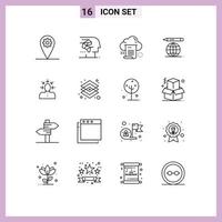 16 Universal Outline Signs Symbols of choosing pencil file education globe computing Editable Vector Design Elements